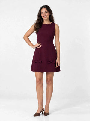 Bordeaux Bow Dress - front view