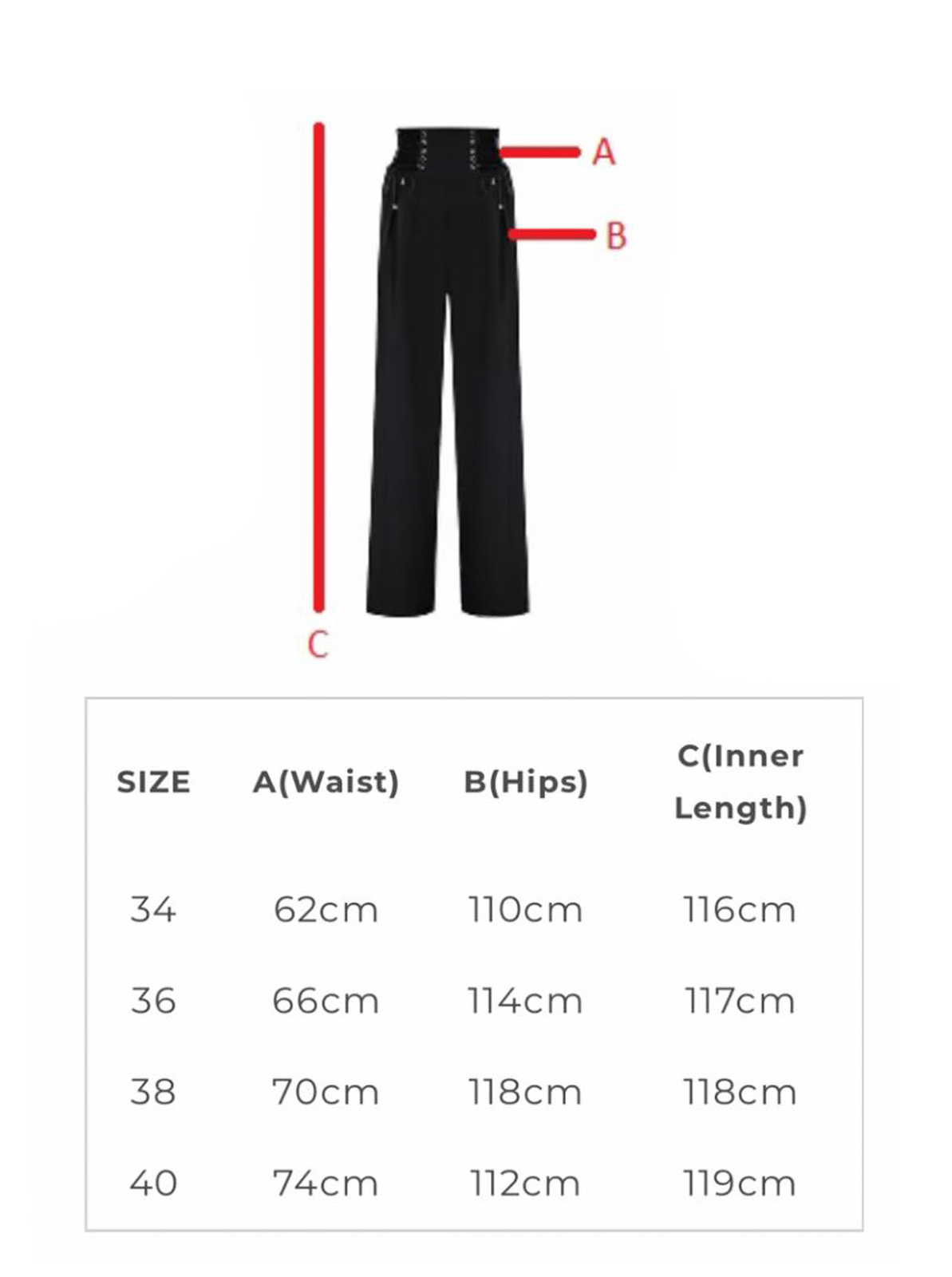 Kazoo pants - Size Chart 1