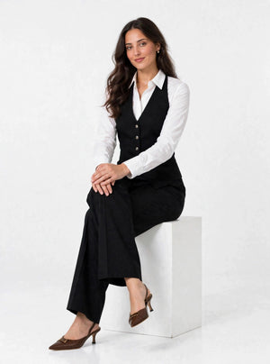 Noir Halter Vest - seated view